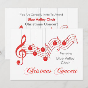 Invitación roja del concierto del navidad del