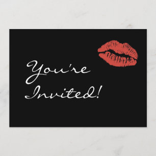 Invitación roja del fiesta del beso de los labios