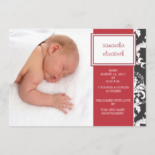 Invitación roja del nacimiento de la cinta y del