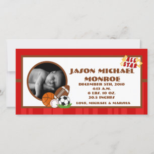 invitación roja del nacimiento de la foto de 4x8