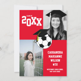 Invitación Roja Deportes de Graduación de Fútbol