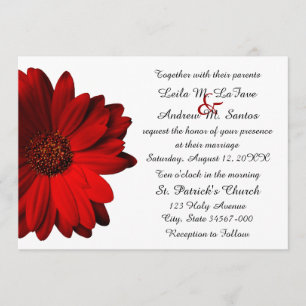 Invitación roja elegante de la boda de la