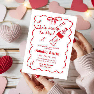 Invitación roja Está Lista para Sorprender Regalo de Bebé de