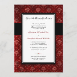 Invitación roja machacada de la boda del
