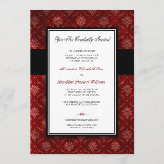 Invitación roja machacada de la boda del