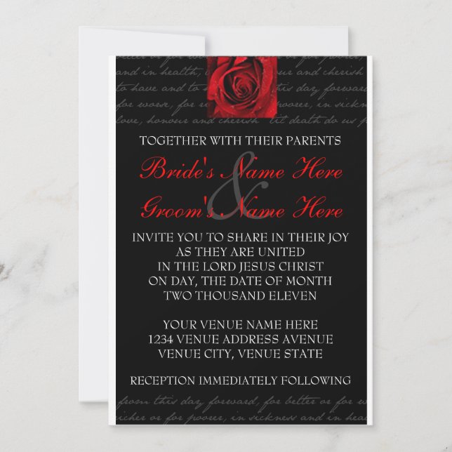 Invitación roja, negra, blanca, color de rosa (Anverso)