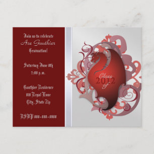 Invitación roja urbana de la graduación del dragón