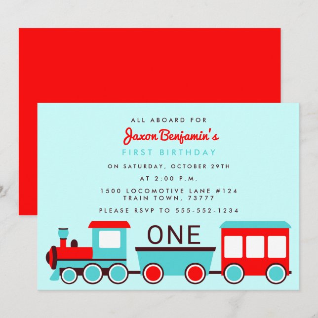 Invitación roja y azul al partido del cumpleaños d (Anverso / Reverso)
