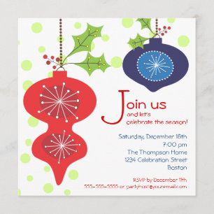 Invitación roja y azul retra de la celebración de