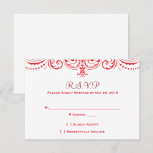Invitación roja y blanca de la boda