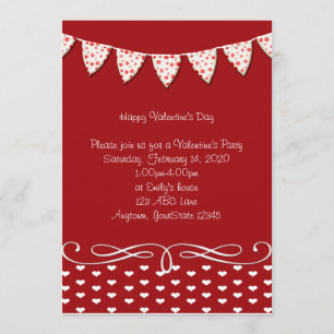 Invitación roja y blanca del fiesta de la tarjeta