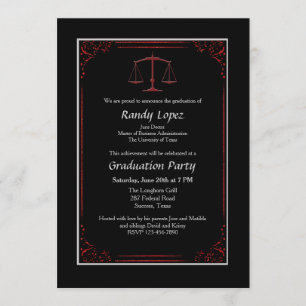 Invitación roja y negra de la escala de la