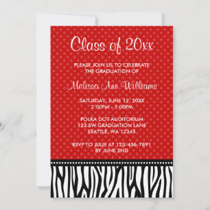 Invitación roja y negra de la graduación de la