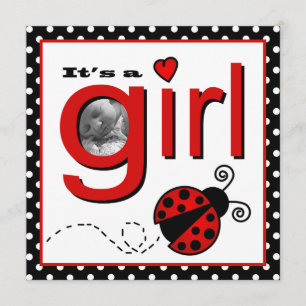 Invitación roja y negra de la mariquita linda del