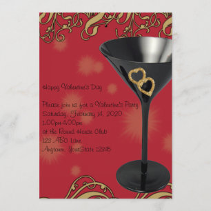 Invitación roja y negra del fiesta de la tarjeta