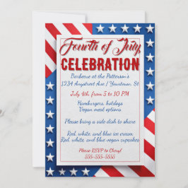 Invitación Rojas Blancas y Azules Estrellas y Barras 4 de Jul