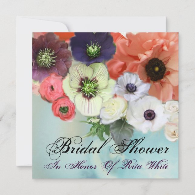 INVITACIÓN ROJAS ROSAS BLANCAS Y FLORES DE ANEMONE DUCHA NUPC (Anverso)
