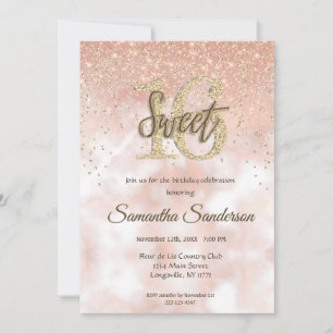 Invitación Rojizo Brillo Rosa Dorado Purpurina Brillo Dulce 1