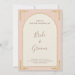 Invitación Rojizo Rosa Dorado Escalonado Arqueado Rayado Eleg