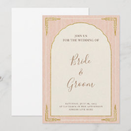 Invitación Rojizo Rosa Dorado Escalonado Arqueado Rayado Eleg