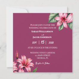 Invitación Rojizo Rubor Rosa Floral