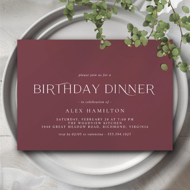 Invitación Rojo bermellón | Elegante cena de cumpleaños de Ma (Subido por el creador)
