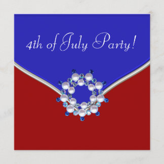 Invitación Rojo Blanco Azul Patriótico Fiesta del 4 de Julio