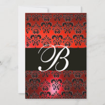 ROJO BLANCO NEGRO DAMASK MONOGRAM RSVP