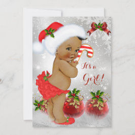 Invitación Rojo Blanco Verde Navidad Baby Shower Niña Étnica