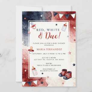 Invitación Rojo Blanco y a punto para el 4 de Julio Cumpleaño