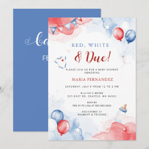 Invitación Rojo Blanco y a punto para el 4 de Julio Cumpleaño