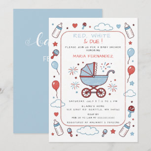 Invitación Rojo Blanco y a punto para el 4 de Julio de Verano