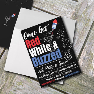 Invitación Rojo, Blanco y Achispado – Fiesta para Adultos del