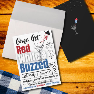 Invitación Rojo, Blanco y Achispado – Fiesta para Adultos del