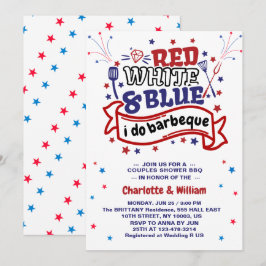 Invitación Rojo Blanco y Azul Yo hago Barbacoa Pareja Despedi