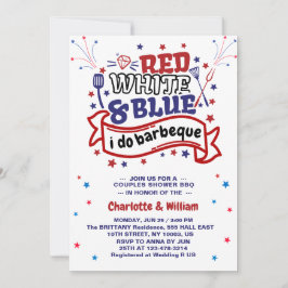 Invitación Rojo Blanco y Azul Yo hago Barbacoa Pareja Despedi