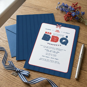 Invitación Rojo Blanco y BBQ 4 de Julio 250 Años América