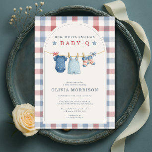 Invitación Rojo Blanco y Bebé a Bordo - Baby Shower de Cuadro