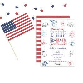 Invitación Rojo Blanco Y Bebé a Tiempo Fiesta de Baby Shower 
