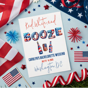 Invitación Rojo, Blanco y Bebida, Despedida de Soltera Patrió