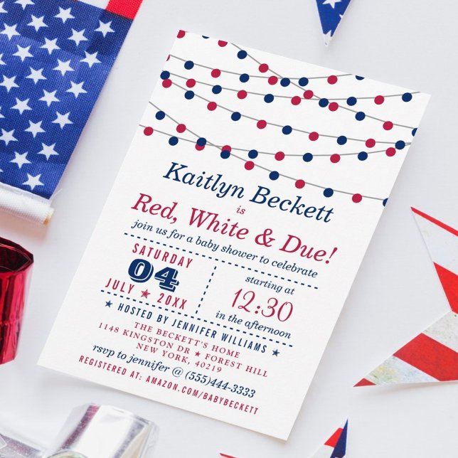 Invitación Rojo, blanco y debido | 4 De Julio Baby Shower (Subido por el creador)