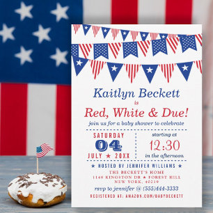 Invitación Rojo, blanco y debido   4 De Julio Baby Shower
