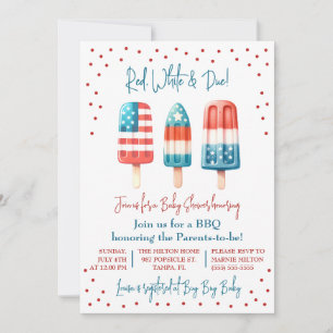 Invitación ¡Rojo, blanco y debido! Patriotic Popsicle Baby Sh