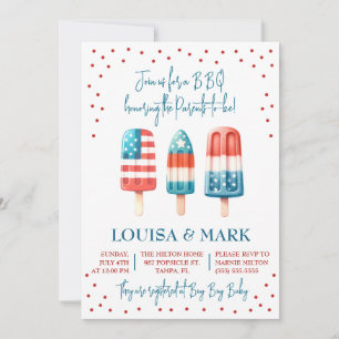 Invitación ¡Rojo, blanco y debido! Patriotic Popsicle Baby Sh