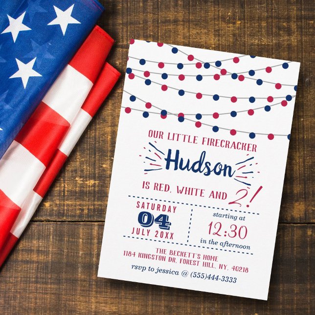 Invitación ¡Rojo, Blanco y Dos! 4 De Julio, Fiesta De Cumplea (Subido por el creador)
