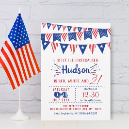 Invitación ¡Rojo, Blanco y Dos! 4 De Julio, Fiesta De Cumplea