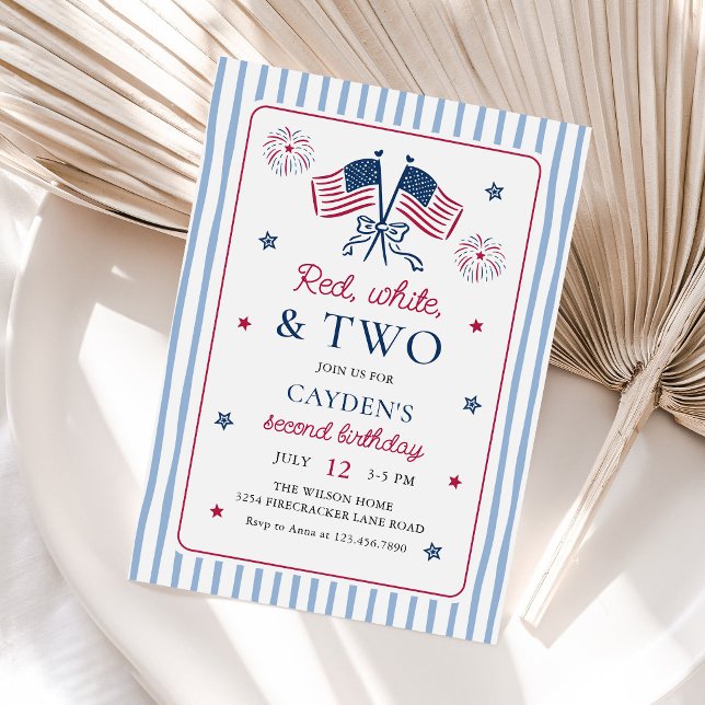 Invitación Rojo Blanco y Dos Cumpleaños 2do 4 de Julio (Subido por el creador)