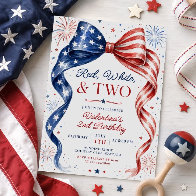Invitación Rojo Blanco y Dos Cumpleaños de Chica el 4 de Juli (Subido por el creador)