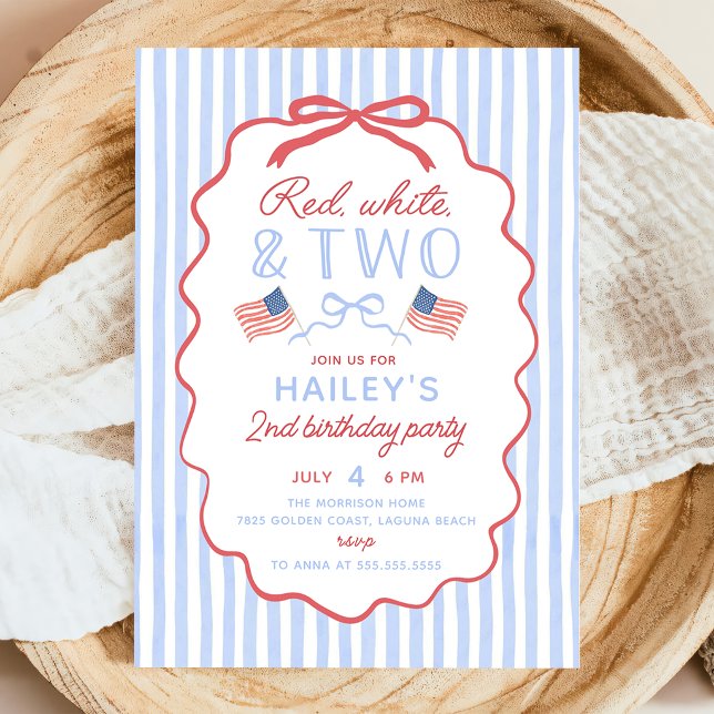 Invitación Rojo Blanco y Dos Cumpleaños el 4 de Julio 2do (Subido por el creador)