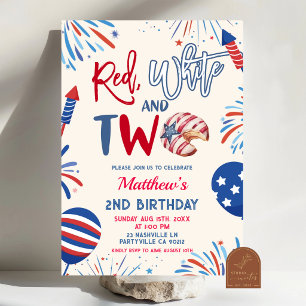 Invitación Rojo blanco y dos cumpleaños patrióticos